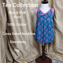Tea Collection Blue &amp; Pink Print 100% Cotton Detail Top Size 18-24 Mos. - £12.55 GBP