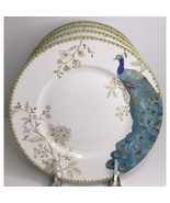 4 Dinner Plates Peacock Garden Porcelain 10.75&quot; New - £52.30 GBP