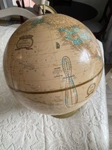 Beige Imperial World Globe George Cram Co Inc Gold Stand Visual Geograph... - $71.25