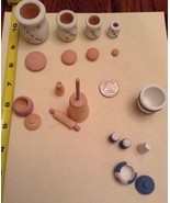 Lot Of 19 Wooden Pieces Doll Kitchen Set Painted Miniatures Salt/Pepper ... - $5.98 CAD