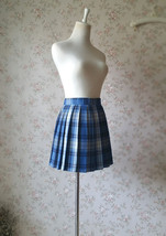 Navy Plaid Skirt Outfit Women Girl Pleated Plaid Skirt Navy Plaid Mini Skirts image 5