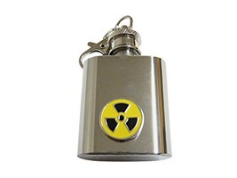 Radioactive Sign 1 Oz. Stainless Steel Key Chain Flask - £23.91 GBP