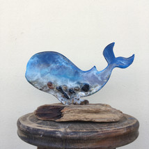 Ocean resin art sculpture Whale gifts Shelf decor objects Stained glass ... - $70.00