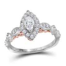 14kt Two-tone Gold Marquise Diamond Solitaire Bridal Wedding Engagement Ring 3/4 - £1,286.84 GBP