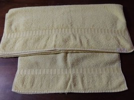 Vintage Dundee Cotton Yellow Bath Hand Towel 2pc Vintage - £13.10 GBP