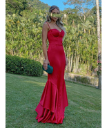 Spaghetti Strap Ankle Length Burgundy Sexy  Formal Dress Red  Evening Dr... - $88.00