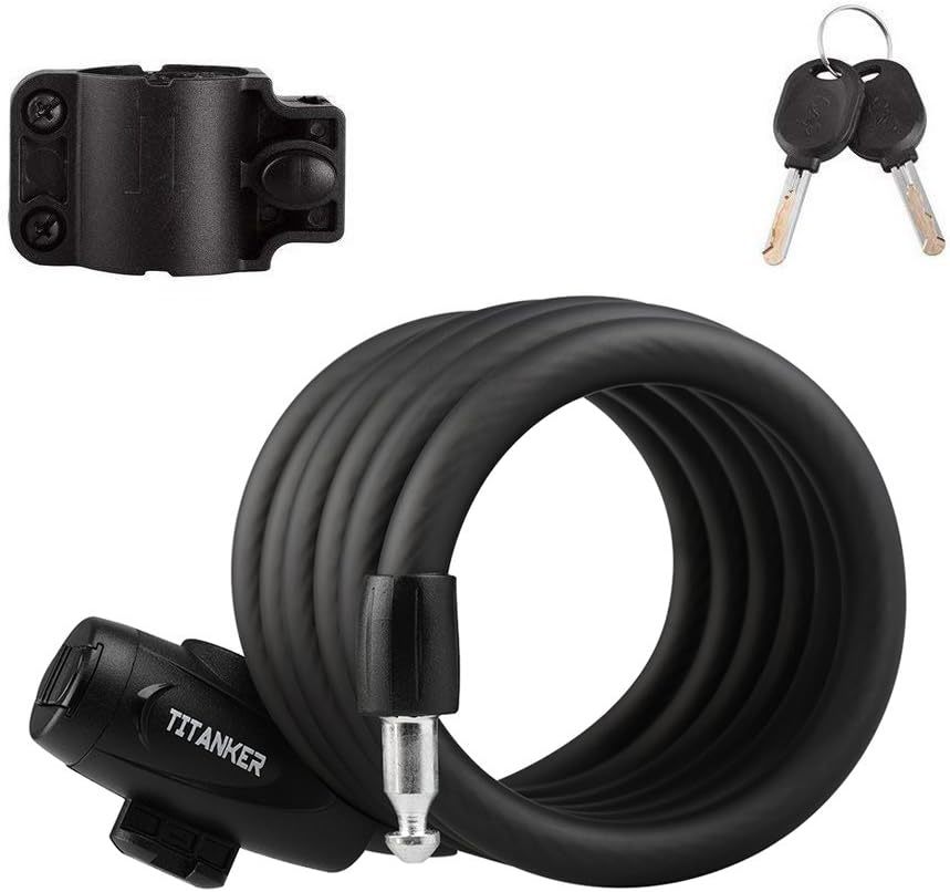 Titanker Bike Lock: Bike Locks Cable Lock Coiled Secure Keys, 1/2 Inch D... - $29.96