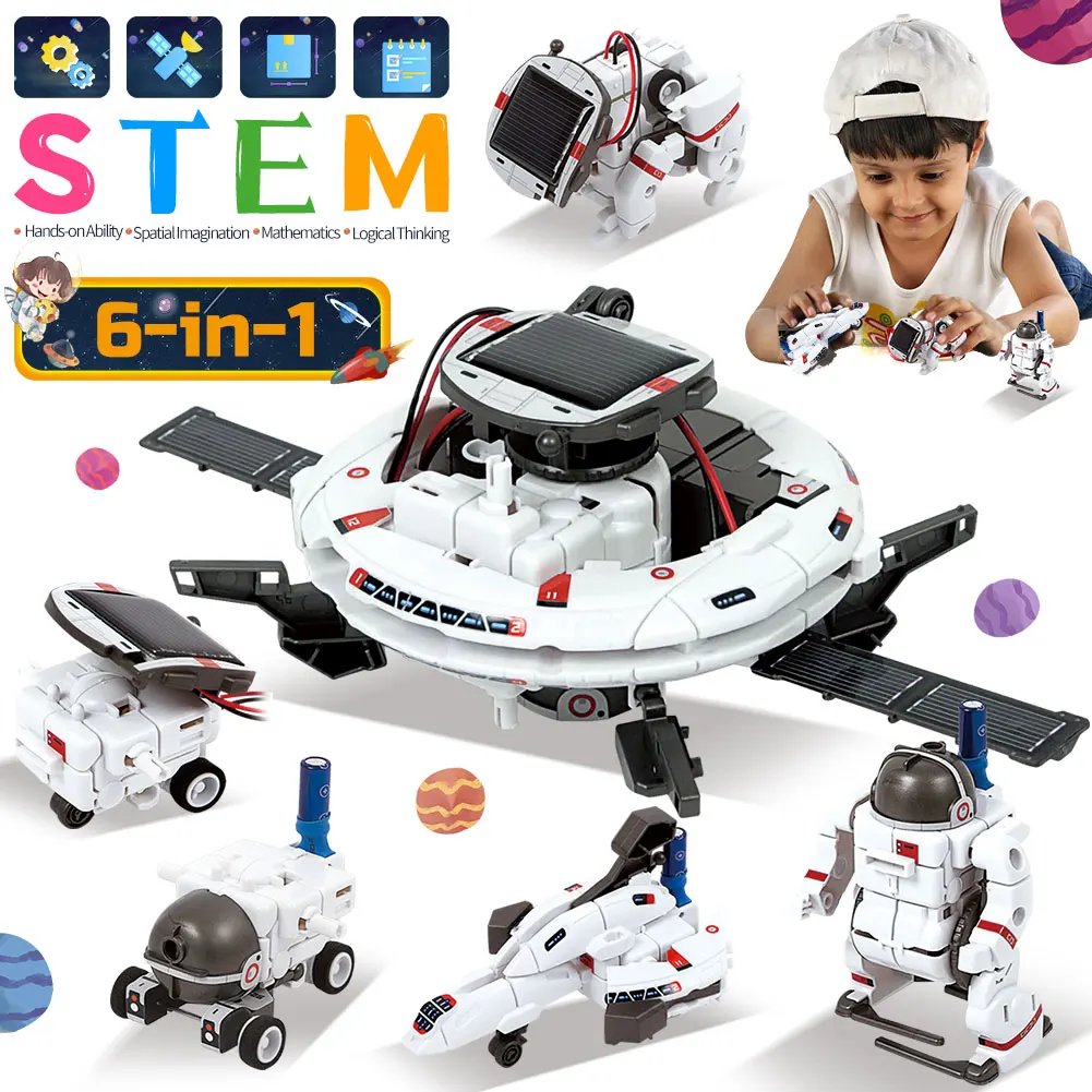 STEM 6 IN 1 Solar Robot Educational Toys Technology Science Kits Learning - £16.08 GBP+