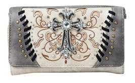 HW Collection Western Rhinestone Cross Laser Cut Embroidery Crossbody Women Wris - $26.25