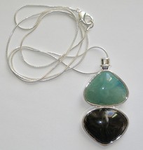 Designer Silvertone Long Necklace with Two-Tone Resin Pendant - £5.56 GBP