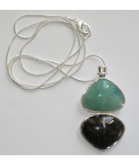 Designer Silvertone Long Necklace with Two-Tone Resin Pendant - £5.44 GBP