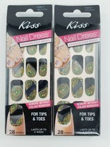 2 x KISS Dress 18 Nail Polish Strips 59847 KDS27X Paisley on Black Tips &amp; Toes - £5.50 GBP