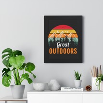 Framed Poster &quot;Great Outdoors&quot; Retro Sunset Graphic Black White or Walnu... - £48.55 GBP+