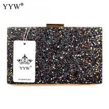 YYW Silver glitter clutch Evening Party Clutch Bag fashion Women  purse Bags bla - £38.49 GBP