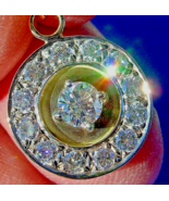EARTH MINED DIAMOND Deco Pendant Vintage Halo Original SOLID 14K GOLD Me... - $5,600.25
