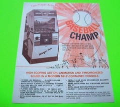 Baseball Champ Chicago Coin Original Vintage 1973 Pitch &amp; Bat Arcade Game Flyer - £23.99 GBP