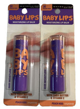 Pack Of 2 Maybelline Baby Lips Lip Balm #30 PEACH KISS New/Sealed/Discontinued - £20.39 GBP