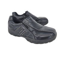 Skechers Boys Slip On Shoes Size 2 Youth Black Faux Leather Relaxed Fit Memory - £12.71 GBP