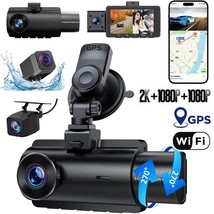 3 Lens Cars True 4K Dual Dash Camera Front &amp; Rear Wifi&amp;Gps Track Video Recorder - £154.29 GBP