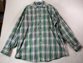 Tommy Hilfiger Shirt Mens Size 17 Green White Plaid Long Sleeve Button D... - $16.59