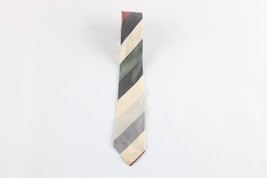 Vintage 40s 50s Rockabilly Distressed Silk Rainbow Striped Skinny Neck Tie USA - £15.49 GBP