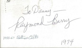 Raymond Berry 1974 Signed 3x5 Index Card Colts - £15.69 GBP