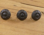 3 Ornate Drawer Knobs Pulls Handles Rustic Cast Iron Cabinet Vintage Style - $11.99