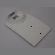 Men's Tuxedo Pastor shirt Classix  Banded Collarless Formal Pleated M06 White image 2
