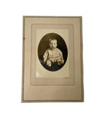 Vintage Baby Boy Photograph Sitting Framed  Adorable In White Jumper Soc... - £8.48 GBP