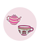 Alice in Wonderland Disney Pins: Cheshire Cat Teapot and Pink Teacup - $35.05 CAD
