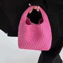 2023 Summer Leather Woven Tote Bag Brand Design Women Handbags Soft Pu Leather T - £55.04 GBP