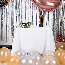 White Sequin Tablecloth 50&quot; X 50&quot; Square Sparkly Drape Table Cloths Table Cov Ho - £26.47 GBP