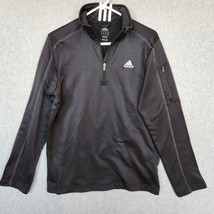 Adidas Track Jacket Medium Black Long Sleeve Striped 1/4 Zip Sleeve Pocket - £9.22 GBP