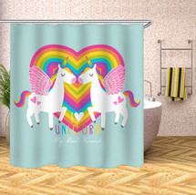 Unicorn Little Pony Waterproof ShowerCurtain Polyester Bathroom Decor Curtain70&quot; - £13.14 GBP+