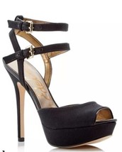 Sam Edelman 8.5 Nadine Heels Black Glitz Open Toe Platform Shoes Stiletto . - $46.74