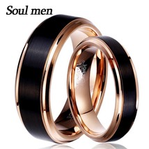 Soul Men 1 Pair Man &amp; Woman Black &amp; Rose GolTungsten Carbide Marriage Wedding Ri - £38.84 GBP