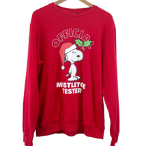 Peanuts Mens Crewneck Sweatshirt Red Mistletoe Tester Christmas Holiday Size L  - £15.51 GBP