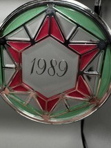 Ornament Festive Year 1989 Hallmark Star in Circle Red/Green Acrylic USA - £6.07 GBP