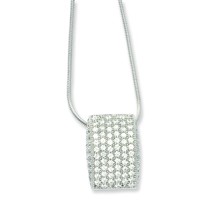 Sterling Silver &amp; CZ Brilliant Embers Polished Fancy Necklace Jewelry 18&quot; - £32.86 GBP