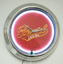 Pearl Lager Beer Logo Light Neon Wall Clock Lamp 14 1/4&quot; Diameter - $69.99