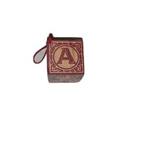 Alphabet Block Christmas Ornament Wood A B Santa Christmas Tree Vintage 2&quot;  - $8.79