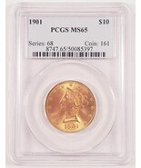 1901 $10 Gold Liberty Graded by PCGS as MS-65! Gorgeous Early Gold Eagle! - $94,935.42 MXN