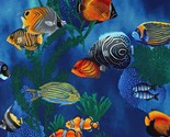 Cotton Island Sanctuary Fish Ocean Animals Nautical Fabric Print by Yard... - $13.95