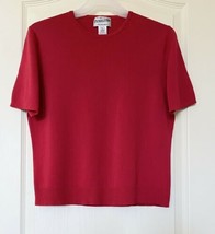 Pendleton Womens Size L Red Knit Short Sleeve Pullover Crew Neck T-Shirt Top - £22.21 GBP