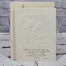 Vintage American Greetings Christmas Card Holy Family Embossed Forget Me... - $5.93
