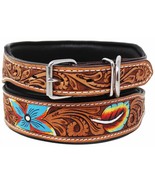 Hand Tooled Painted Padded Floral Leather Dog Collar 60189 - $65.91 CAD+