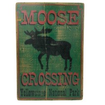 Moose Crossing Yellowstone National Park Wood Sign 16&quot; x  11&quot; Distressed - £27.33 GBP