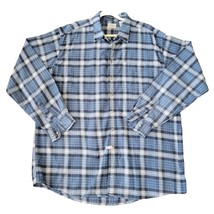 LL Bean Men&#39;s Chamois Flannel Shirt Size XXL Tall Men Blue Plaid Flannel Cotton - £24.51 GBP