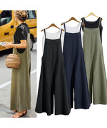 Women Jumpsuit, Casual Vintage Solid Color Larg Size Rompers with Pockets - £21.10 GBP