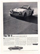 1963 Triumph TR-4 Convertible Roadster Vintage Print Ad British Sports Car Race - $10.97